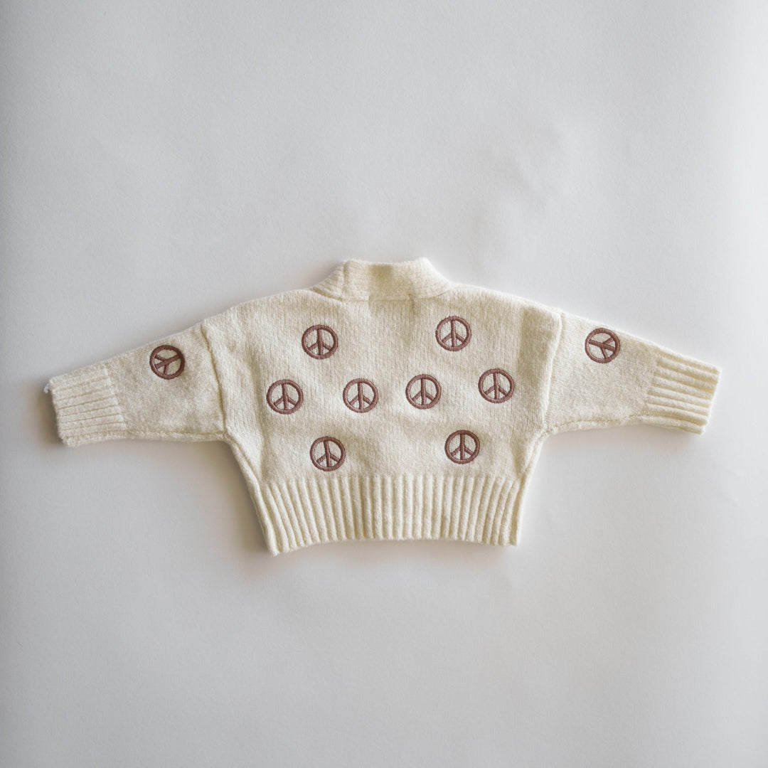 Peace Sign Knit Cropped Cardigan - shopatlasgrey
