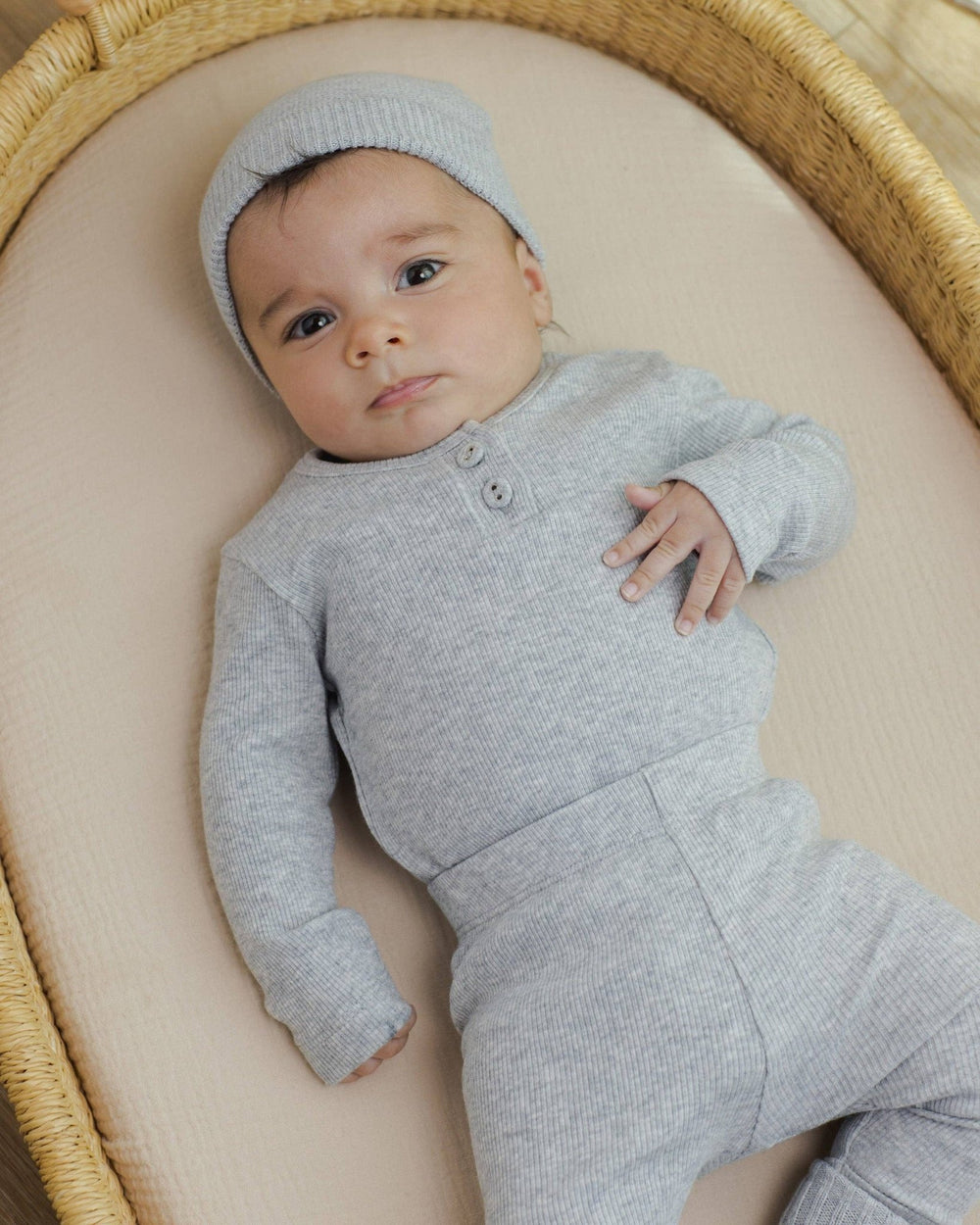 Ribbed Long Sleeve Onesie || Dusty Blue - shopatlasgrey