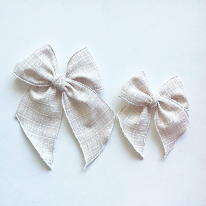 Tan & Pink Plaid Elle Bow - shopatlasgrey