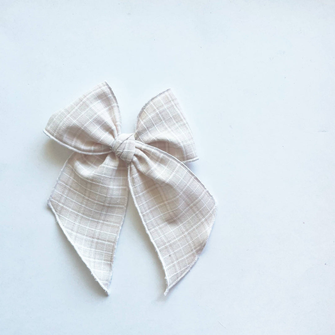 Tan & Pink Plaid Elle Bow - shopatlasgrey