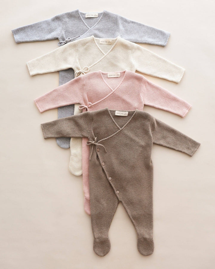 Wrap Knit Footie || Heathered Dusty Blue - shopatlasgrey