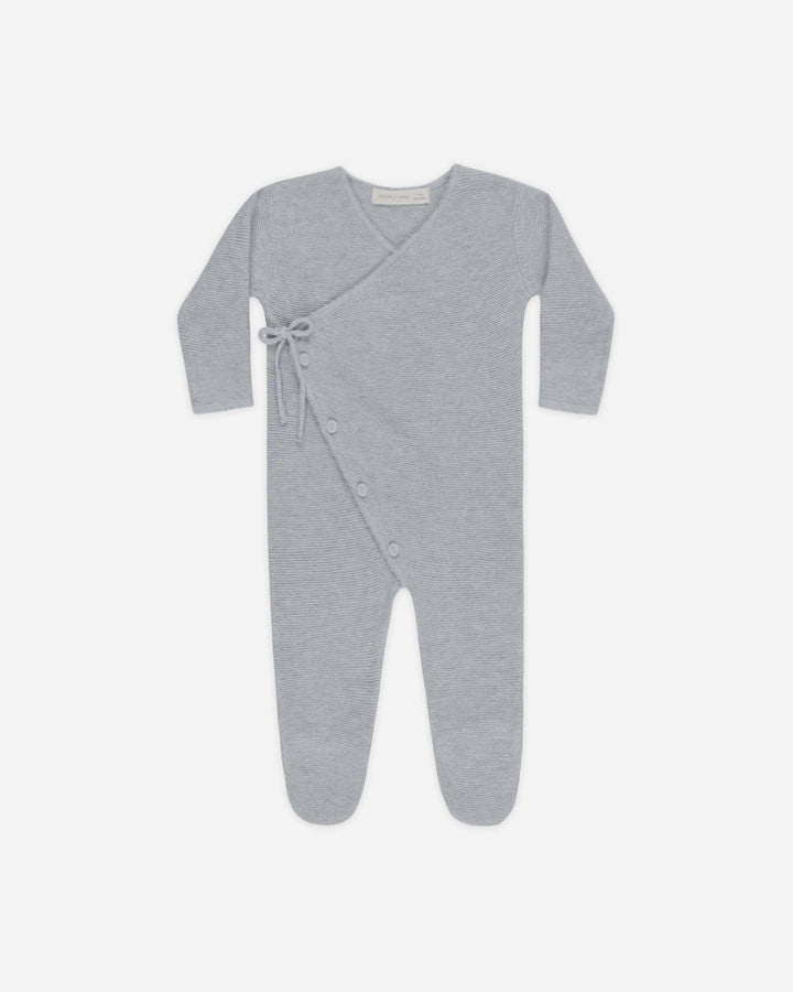 Wrap Knit Footie || Heathered Dusty Blue - shopatlasgrey