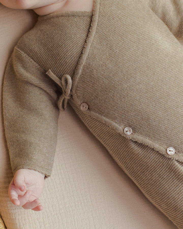 Wrap Knit Footie || Heathered Mocha - shopatlasgrey