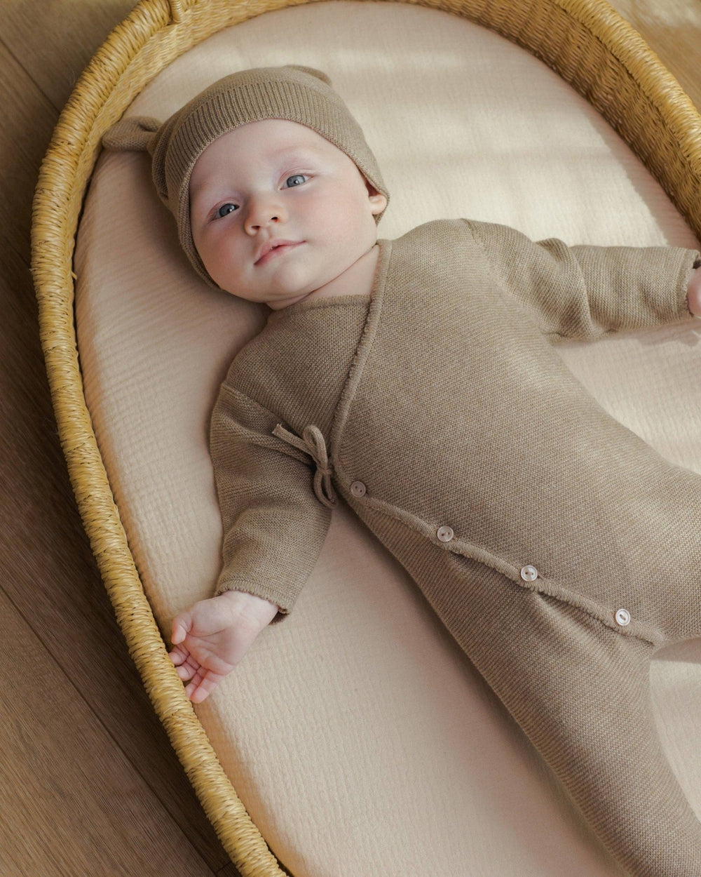 Wrap Knit Footie || Heathered Mocha - shopatlasgrey