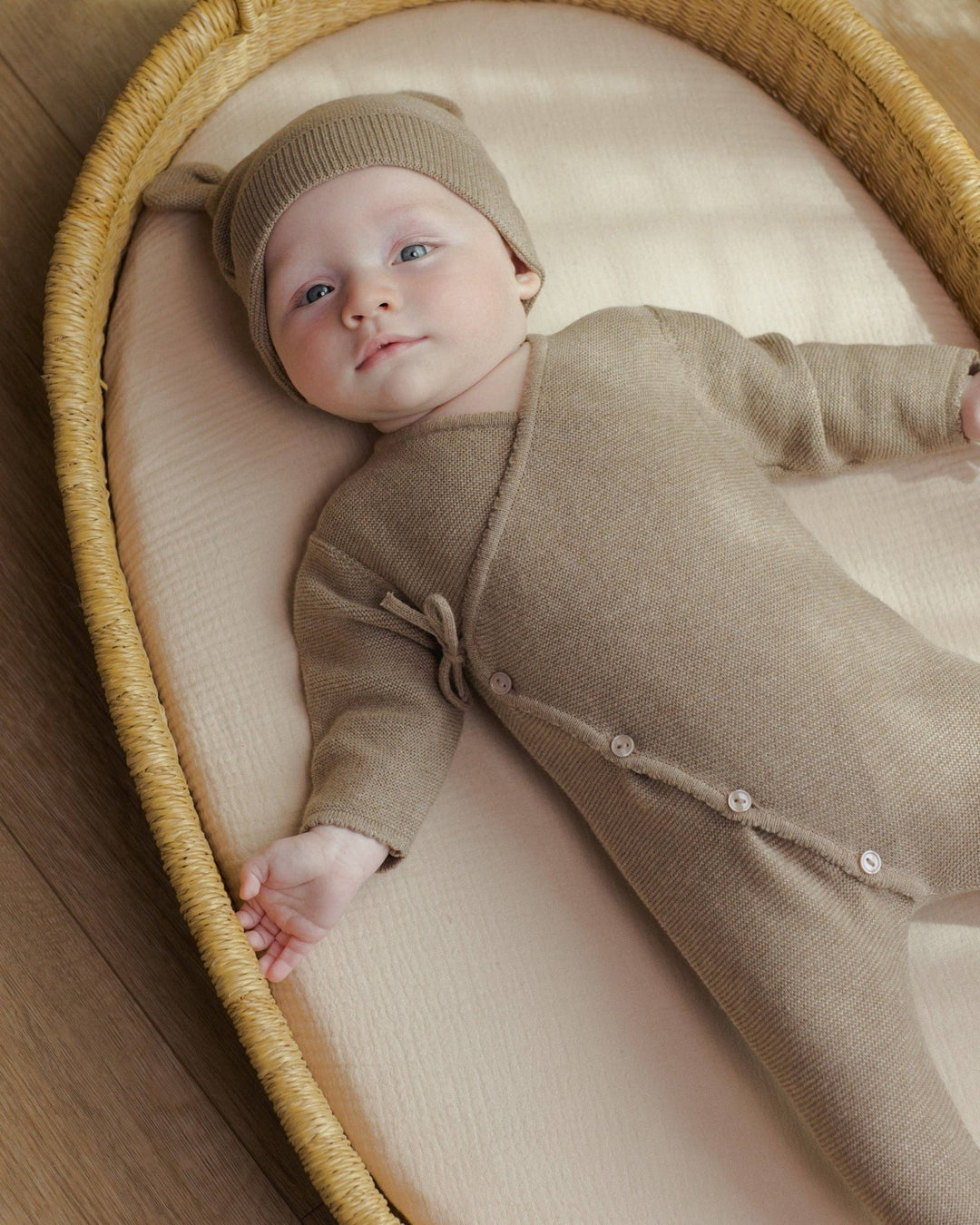 Wrap Knit Footie || Heathered Mocha - shopatlasgrey