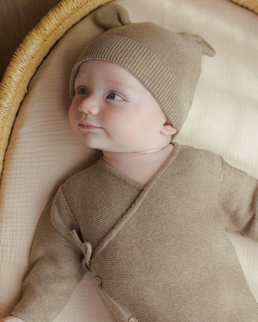 Wrap Knit Footie || Heathered Mocha - shopatlasgrey