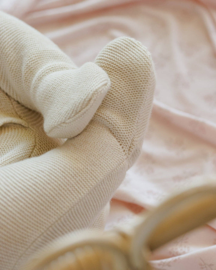 Wrap Knit Footie || Heathered Natural - shopatlasgrey