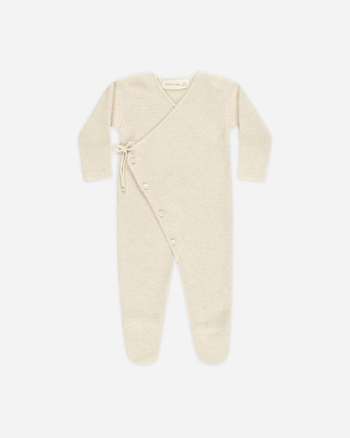 Wrap Knit Footie || Heathered Natural - shopatlasgrey