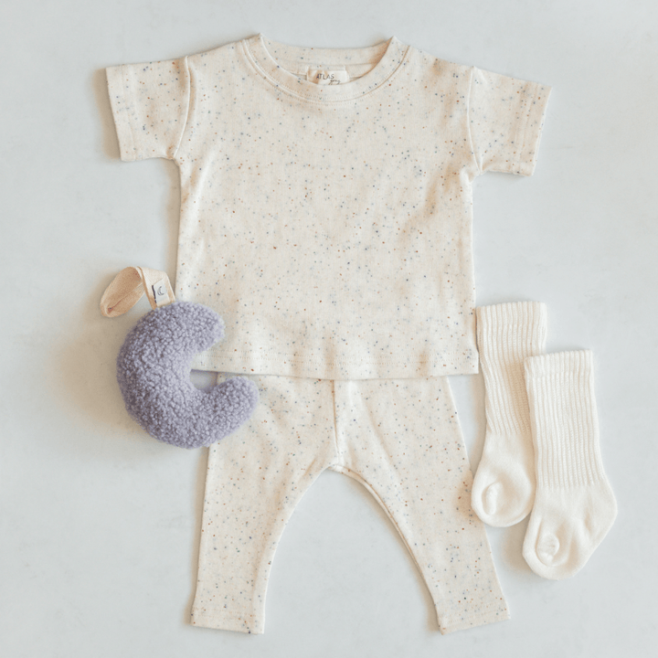 Oversized Oatmeal Sprinkle Cotton T-Shirt - shopatlasgrey